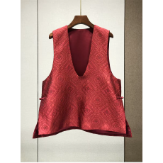 批发深圳南油#人丝开叉提花背心女欧货春秋新款新中式无袖上衣81B15