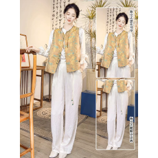 批发高端宋锦新中式国风<b class='q'>真丝</b>马甲<b class='q'>女</b>桑蚕丝年轻款<b class='q'>上衣</b>背心