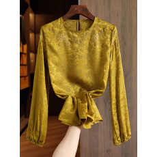 批发肌理感提花刺绣<b class='q'>真丝</b><b class='q'>衬衫</b>女长袖通勤显瘦优雅独特超好看桑蚕丝上衣