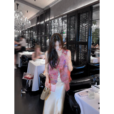 批发新中式粉色刺绣马甲背心女夏季新款高端风盘扣网纱拼接坎肩上衣