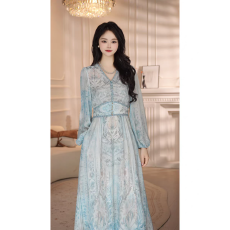 批发【柳依依】新26温柔定位花垂感裙摆遮肉显白仙气高端<b class='q'>连衣裙</b>