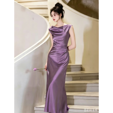 批发法式荡领晨袍连衣裙订婚<b class='q'>礼服</b>裙新娘<b class='q'>敬酒</b>服高级感原创