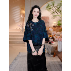批发佟丽娅同款香云纱100真丝桑蚕丝新中式国风上衣唐装<b class='q'>T</b><b class='q'>恤</b>