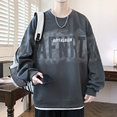 批发秋冬实拍新款男生爆款潮流印花百搭宽松休闲大码圆领卫衣