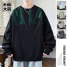 批发新款男士字母印花设计感圆领男春秋季<b class='q'>港风</b>宽松青少年潮流卫衣