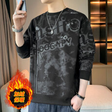 批发新款涂鸦喷印加绒加厚宽松百搭圆领青少年<b class='q'>港风</b>休闲百搭长袖卫衣