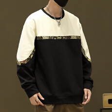 批发新款卡通拼接提花迷彩大码宽松卫衣圆领青少年<b class='q'>港风</b>长袖上衣