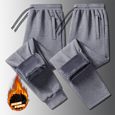 批发纯棉秋冬加绒加厚保暖男士新款宽松<b class='q'>加肥</b><b class='q'>加大</b>束脚直筒运动裤