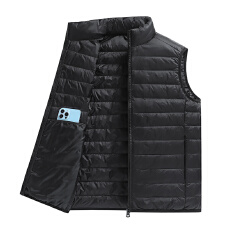 批发白鸭绒直播爆款羽绒马甲<b class='q'>男士</b>跨境轻薄坎肩<b class='q'>背心</b>外穿无袖羽绒<b class='q'>背心</b>