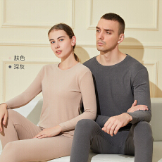 批发羊驼绒绒加绒高弹贴身保暖内衣发热无痕圆领打底保暖套装情侣款