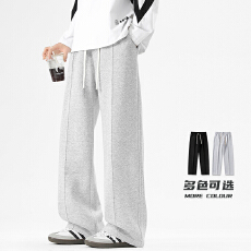 批发高品质卫裤男新款春<b class='q'>秋</b>宽松男裤直筒阔腿休闲拖地裤子长裤运动裤