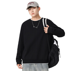 假两件圆领卫衣男春秋款2024新款拼接爆款休闲潮牌宽松上衣