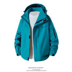 批发<b class='q'>新款</b>春秋款户外连帽单冲防水休闲连帽宽松工装冲锋衣可脱卸帽情侣