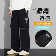新款男士春秋新款美式耐磨工装裤子青少年大口袋宽松休闲显瘦长裤
