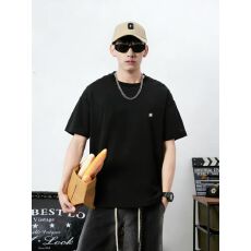 批发高品质棉亲肤透气青少年简约大方印花罗马丝光棉潮牌<b class='q'>休闲</b>宽松T恤