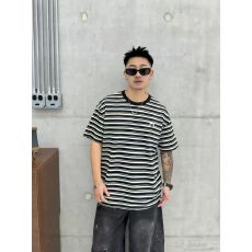 批发新款高品质条纹亲肤青少年潮版t罗马丝光棉潮牌<b class='q'>休闲</b>宽松T恤