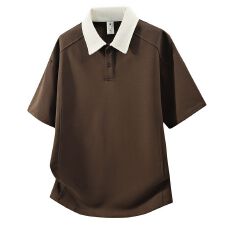 短袖撞色翻领polo衫男生夏弹力亲肤t恤休闲纯色百搭上衣