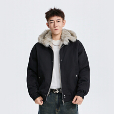 男女同款座山雕连帽棉衣毛领棉服连帽工装外套男冬季加绒夹克