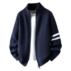 批发新款<b class='q'>男士</b>纯色潮版加厚老钱风时尚百搭宽松<b class='q'>休闲</b>针织开衫毛衣