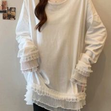 批发1_1螺纹德绒 270克 甜美风蕾丝拼接<b class='q'>白色</b>设计感<b class='q'>长袖</b><b class='q'>T</b><b class='q'>恤</b>打底衫上衣