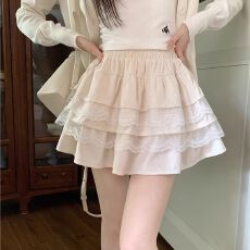 批发芭蕾风蛋糕裙2025<b class='q'>春</b>季新款蕾丝花边短裙女大码胖mm甜美减龄蓬蓬裙