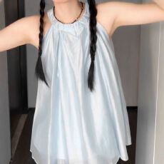 批发法式甜美高级感露肩挂脖衬衫女<b class='q'>夏季</b>减龄气质系带雪纺娃娃衫上衣薄