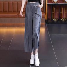 批发冰丝八分<b class='q'>阔腿裤女</b>夏季薄款2026新款<b class='q'>高腰</b>垂感宽松小个子速干裙裤子