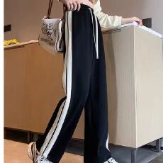 黑色运动裤女春秋2026年新款高腰垂感直筒休闲薄款卫裤香蕉阔腿裤