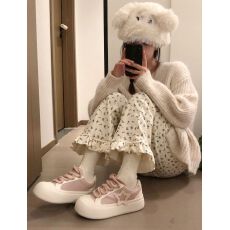 批发灯芯绒复合银狐绒#韩系<b class='q'>碎花</b>秋冬季加绒加厚花边休闲高腰显瘦长<b class='q'>裤</b>