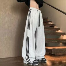 批发<b class='q'>裤子</b>男女春秋薄款直筒宽松阔腿美式运动休闲卫裤