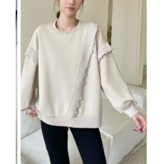 批发<b class='q'>韩国</b>大码女装2025靓丽冬装新款圆领纯棉荷叶边休闲长袖<b class='q'>卫衣</b>特