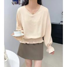 批发小个子<b class='q'>外贸</b>款日韩系2026夏季新款纯色V领百搭女装显瘦透气上衣潮