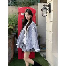 批发高端上档次女上衣品牌大码2026春秋新款条纹<b class='q'>长袖</b>衬衣外套翻领衬衫