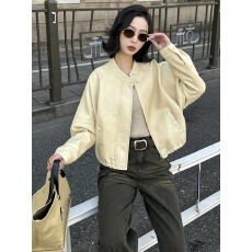 批发翻领<b class='q'>皮衣</b>女短款2026春秋新款宽松时尚气质小个子复古皮夹克外套