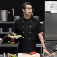 批发大铜扣短袖<b class='q'>厨师</b><b class='q'>服</b>/餐饮业/<b class='q'>服</b>务业/【定制款不做散货】-20件起拿