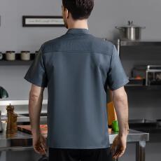 长领三扣短短袖厨师服/餐饮业服务业定制款不做散货-20件起拿