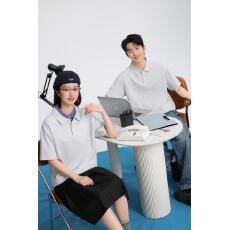 时尚翻领短袖40支220G追风双面纯色男女同款舒适亲肤透气POLO衫