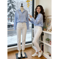 批发法式蓝色亚麻衬衫女夏季薄款宽松老钱风麻料衬衣长袖防晒<b class='q'>棉麻</b><b class='q'>上衣</b>