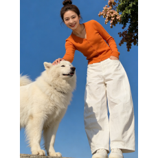 批发<b class='q'>夏季</b>休闲显瘦白色弯刀<b class='q'>裤</b>子新款宽松慵懒镰刀九分<b class='q'>裤</b>女