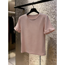 批发时尚简约绝美粉色圆领正肩短袖T恤女夏季款显瘦休闲<b class='q'>百搭</b>别致小衫