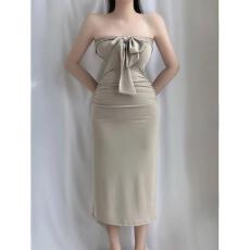 批发<b class='q'>韩国</b><b class='q'>正品</b><b class='q'>代购</b>新款 夏季露肩蝴蝶结修身针织背心连衣长裙