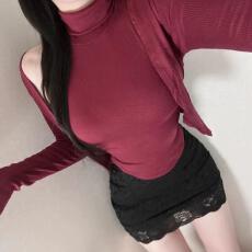 批发韩国东大门新款气质修身薄款微透显身材高领<b class='q'>背心</b>长袖开衫两件套女