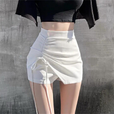 批发韩国东大门新款气质<b class='q'>修身</b>纯欲风辣妹不规则显身材抽褶包臀半身裤<b class='q'>裙</b>