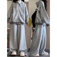 批发炸街运动服套装女春秋学生韩版宽松时尚学院风卫衣<b class='q'>休闲</b>两件套跑步
