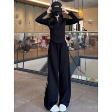 批发高级感时尚休闲运动套装女春秋<b class='q'>修身</b>收腰显瘦卫衣阔腿<b class='q'>裤</b><b class='q'>跑步</b>两件套