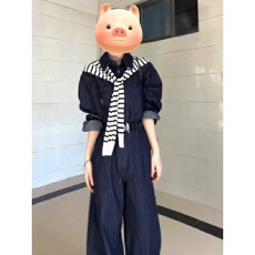 批发高级感<b class='q'>运动服</b>套装女早秋穿搭一整套牛仔<b class='q'>衬衫</b>外套阔腿裤休闲两件套