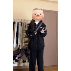 批发春季美式学院风运动<b class='q'>套装</b><b class='q'>女</b>宽松显瘦开衫连帽<b class='q'>卫衣</b>长裤大码两件套bf