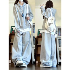 批发设计感<b class='q'>韩版</b>运动套<b class='q'>装</b>女春秋学生宽松显瘦时尚连帽卫衣休闲两件套潮