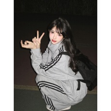 批发学生韩版宽松<b class='q'>显瘦</b><b class='q'>运动服</b>套装女春秋季时尚炸街卫衣休闲两件套跑步