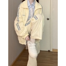 批发学生休闲运动套装女秋季高级感韩版条纹刺绣风衣外套阔腿裤两件套